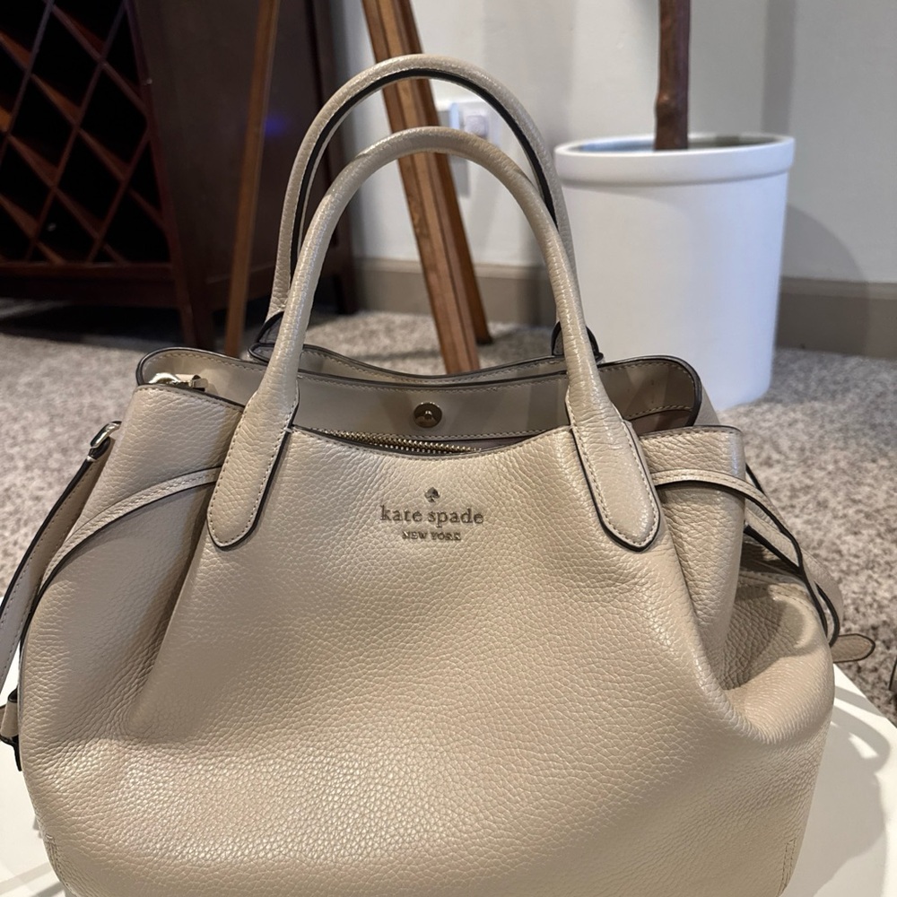 Kate Spade Beige Leather Satchel Dumpling Bag